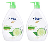 Dove Go Fresh Nourishing Body Wash cucumber label highlights refreshing scent and moisture