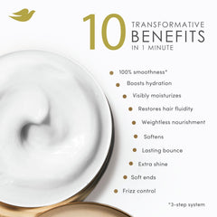 Close-up of creamy formula that nourishes hair during application.