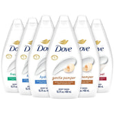 Dove Hydrate body wash bottle pouring for deep moisture on skin