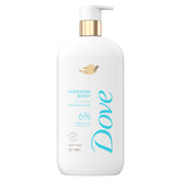 Dove Hydration Boost bottle pouring, quenching dry skin with hyaluronic acid