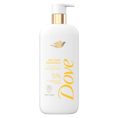 Dove Melanin Radiance bottle pour for a hydrating cleanse