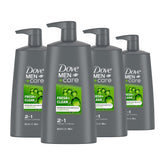 Dove Men+Care 2-in-1 bottle in shower for fresh cleanse