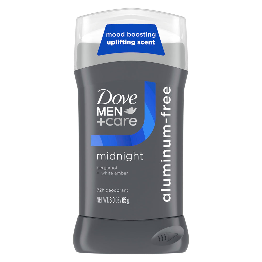 Dove Men+Care bergamot and white amber deodorant stick for daily freshness.