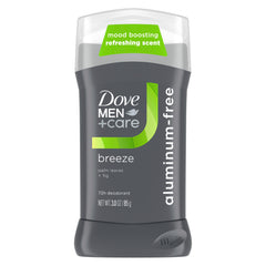 Dove Men+Care Breeze deodorant stick for all-day odor control and skin comfort.