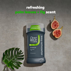 Dove Men+Care Breeze underarm application shows quick-dry, clear wear.