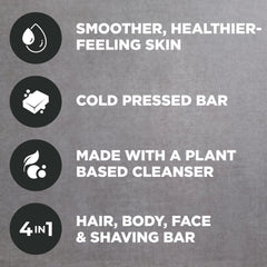 Dove Men+Care cleansing bar plant-based cleanser close-up for gentle cleaning.