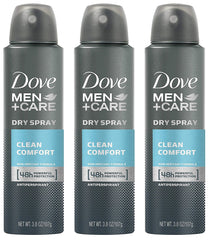 Dove Men+Care Dry Spray bottle ready for quick, daily application.