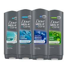 DOVE MEN + CARE Sensitive Skin Body Wash bottle for daily moisturization.