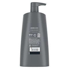 DOVE MEN+CARE label highlights caffeine and calcium benefits for stronger-looking hair
