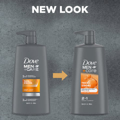 DOVE MEN+CARE 2-in-1 bottle pour demonstrates easy daily cleanse