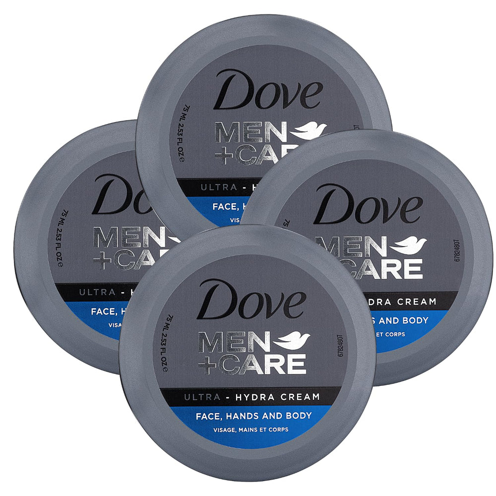 Dove Men+Care Ultra Hydra Cream jar close-up for daily hydration.