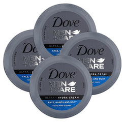 Dove Men+Care Ultra Hydra Cream jar close-up for daily hydration.