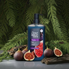 Dove Men+Care pump bottle designed for easy, mess-free shower use.