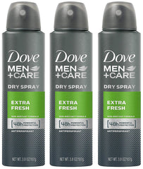 Dove Men's Antiperspirant Extra Fresh 3-pack front view for long-lasting daily protection.