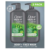 Dove Men+Care Extra Fresh bottle front view for daily cleansing