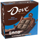 DOVE milk chocolate bars 18-pack ready for sharing.