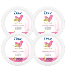 Dove Nourishing Body Care cream jar close-up showing rich texture for smooth skin.