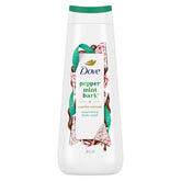 Dove Peppermint Bark bottle with festive packaging for holiday self-care.