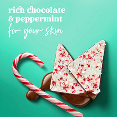 Dove Peppermint Bark label close-up conveys festive limited edition appeal.