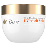 Dove Radical Recovery 10-in-1 mask bottle with a glossy UV protection finish.