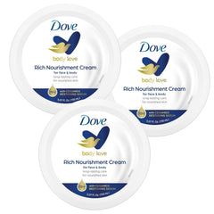 Dove Rich Nourishing Cream jar close-up showing creamy texture for dry skin