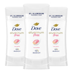 Dove Rose Petals aluminum-free deodorant stick provides daily protection.
