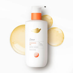 Dove Shower Body Oil Wash showing oil-to-lather transformation for hydration.