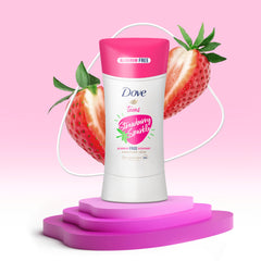 Teen applying Dove Teens Strawberry Sparkle Stick for daily freshness.