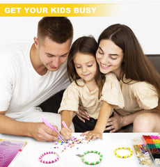 Dowsabel stretchy string and tools image enables easy bracelet assembly.