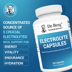 Dr. Berg Electrolyte Capsules ingredients label close-up emphasizing minerals.