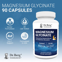 Dr. Berg Magnesium Glycinate capsules close-up for muscle and nerve support