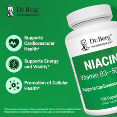 Dr. Berg Niacin 125 mg packaging front showing 100 capsules