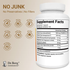 Dr. Berg D3 K2 bottle pour illustrates easy daily dosing.