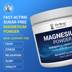 Scoop of Dr. Berg magnesium glycinate powder in container for easy daily dose.