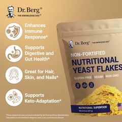 Dr. Berg yeast flakes jar for easy daily use and flavor.