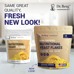 Dr. Berg yeast flakes scoop ready for quick salad and egg toppings.