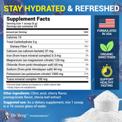 Dr. Berg Zero Sugar Hydration label closeup highlighting potassium and minerals