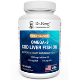 Dr. Berg Omega-3 cod liver softgel bottle for daily heart and brain support
