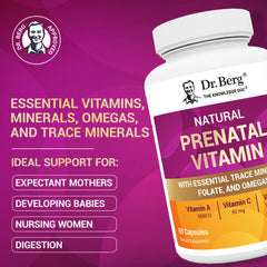 Dr. Berg Prenatal label view highlighting key nutrients and omegas.