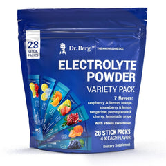 Dr. Berg Sugar-Free Electrolyte Packets with multiple flavors for keto-friendly hydration.