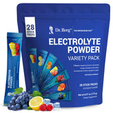 Dr. Berg Sugar-Free Electrolyte Powder Packets Variety Pack box for easy daily hydration.