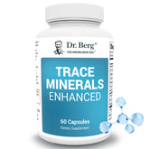 Dr. Berg Trace Minerals Enhanced bottle front shows a broad mineral blend for daily support.