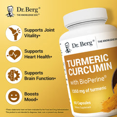 Dr. Berg turmeric capsules close-up showing golden, easy-to-swallow capsules.