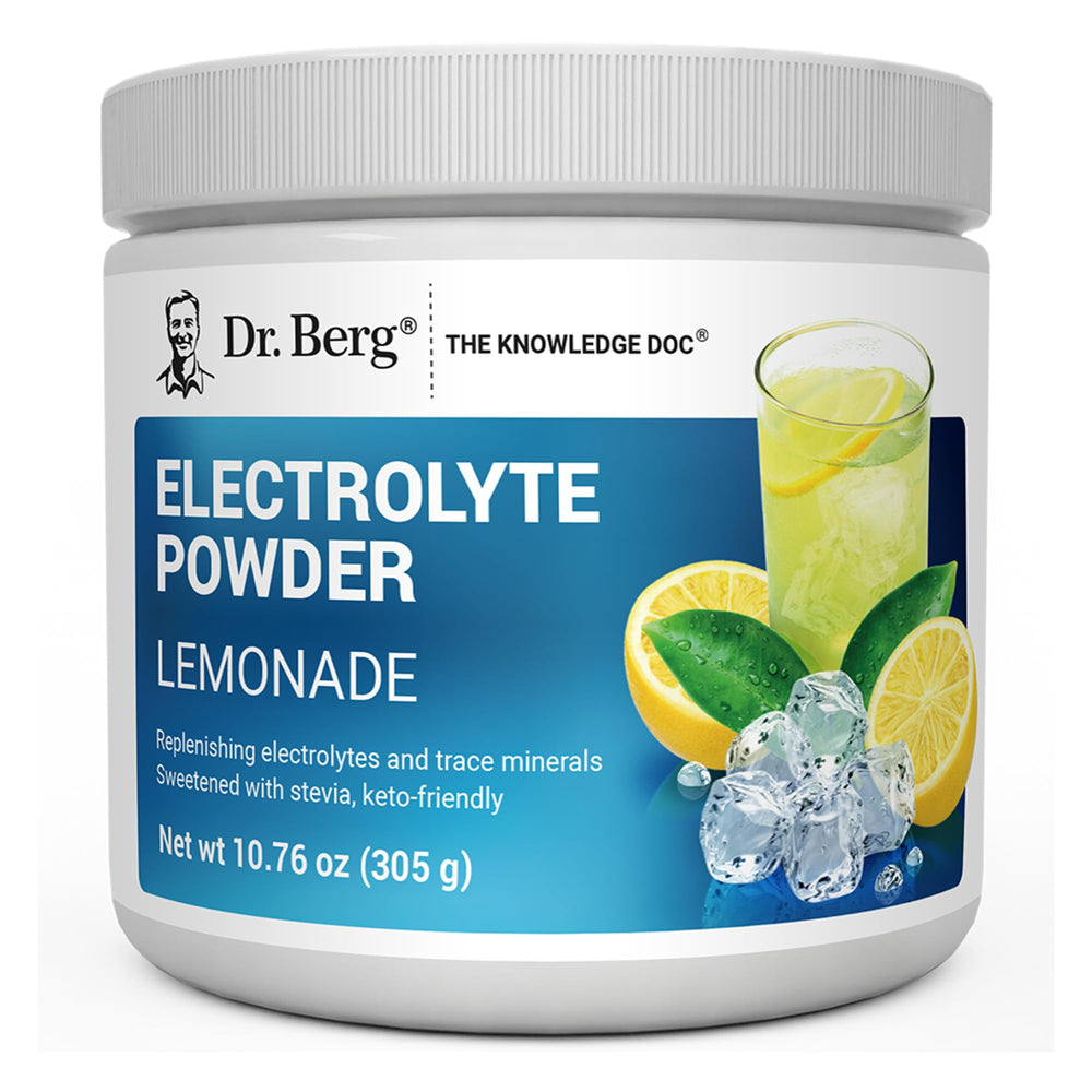 Dr. Berg Nutritionals Zero Sugar Hydration Lemonade bottle pour for keto-friendly electrolyte support.
