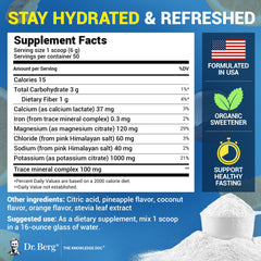 Scoop of Dr. Berg Zero Sugar Hydration ready to mix in water