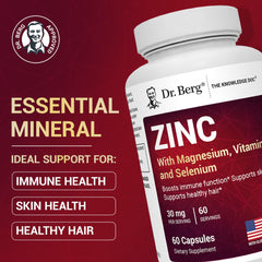 Dr. Berg Zinc 30mg bottle pour shows convenient daily dose.
