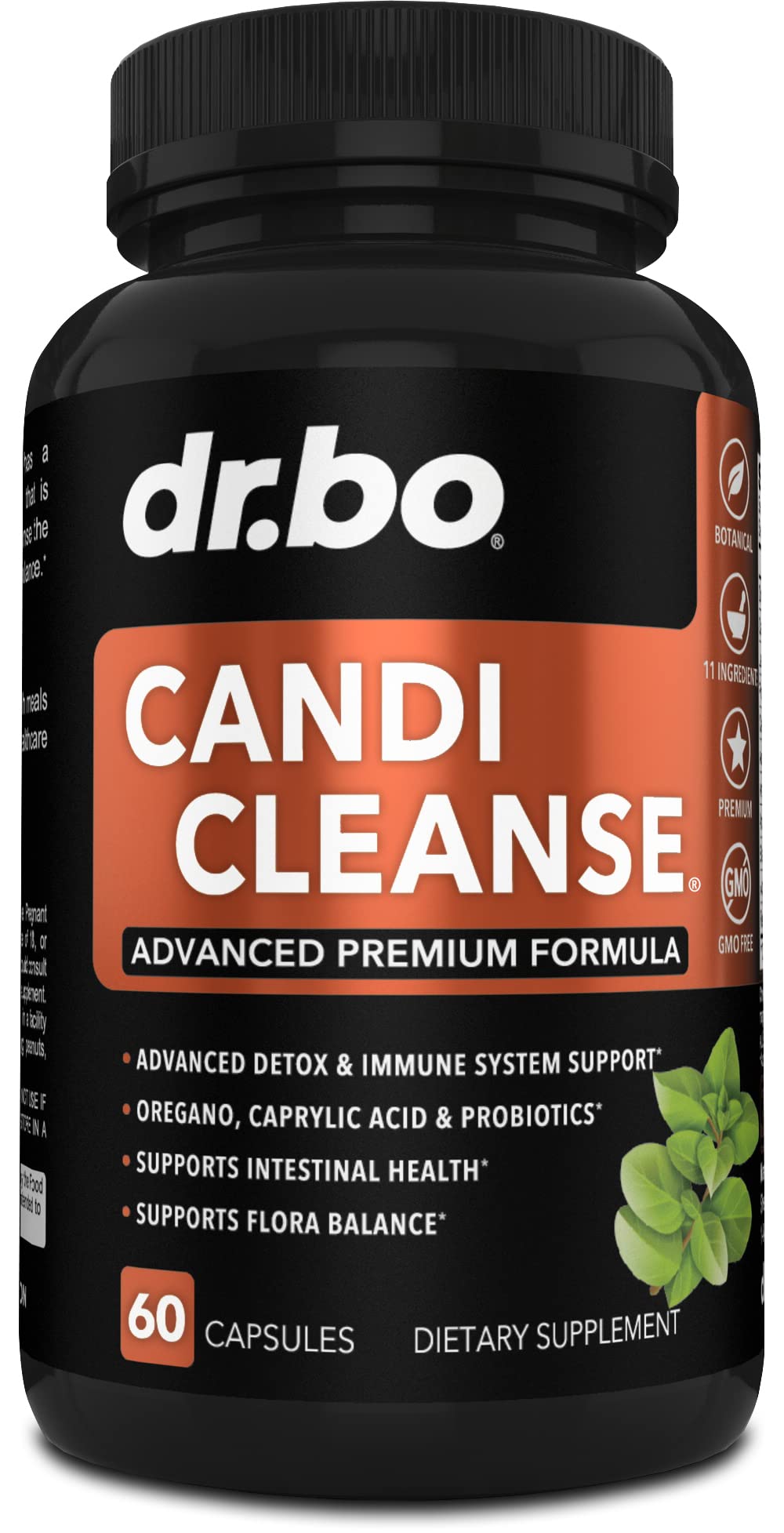 DR. BO Candi Cleanse bottle front view highlighting extra strength gut support