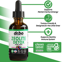 Droppers shown for DR. BO Zeolite Kids Drops easy dosing