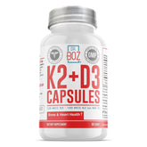 Dr. Boz K2D3 capsules bottle front view highlighting the vitamin duo for bone support
