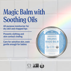 Dr. Bronner's Balm hand-application showing smooth, hydrated skin with organic oils.